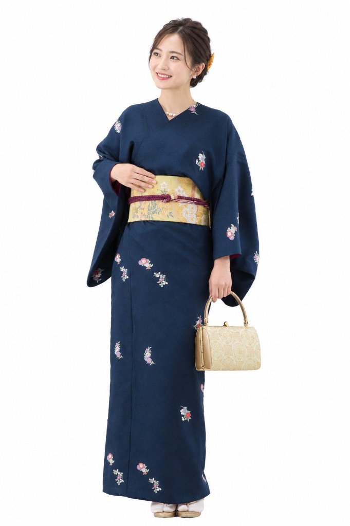 衿なし着物(お太鼓帯付) [華五彩 紺 5-B] ※着物単品 19,800円の画像