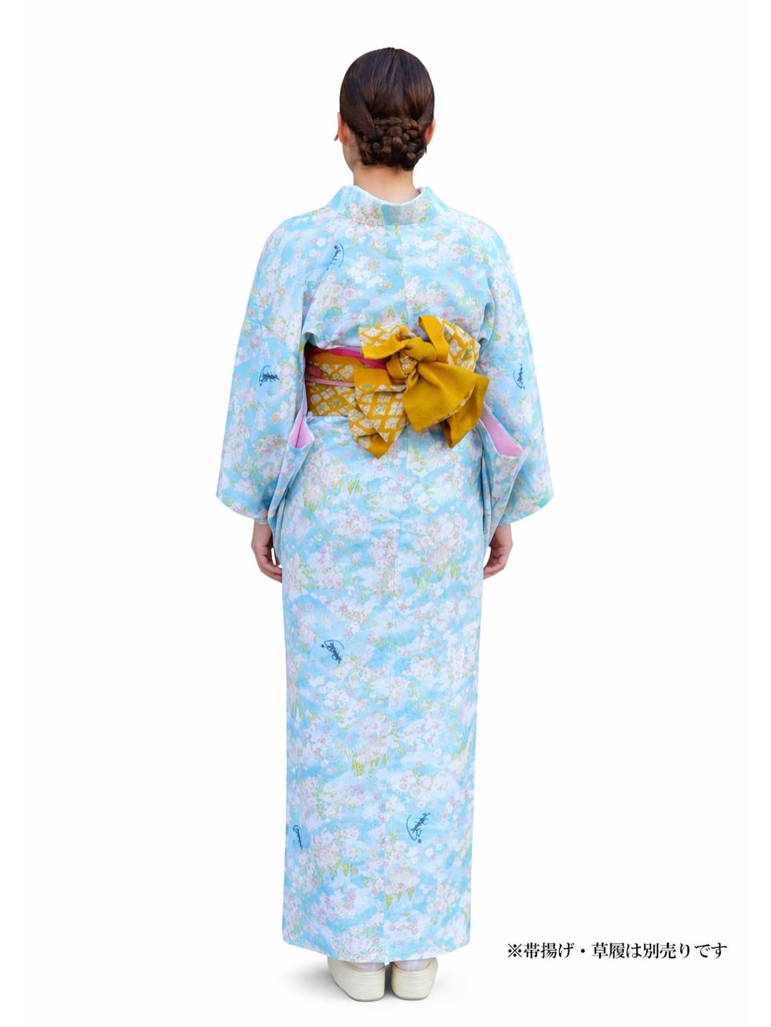 衿つき着物(リボン帯付き) [恋町 水色] ※着物単品 ¥23,100の画像