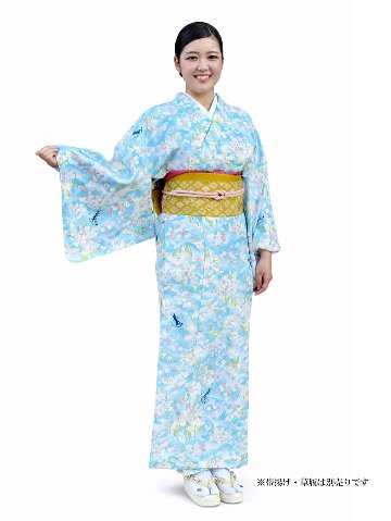 衿つき着物(リボン帯付き) [恋町 水色] ※着物単品 ¥23,100の画像