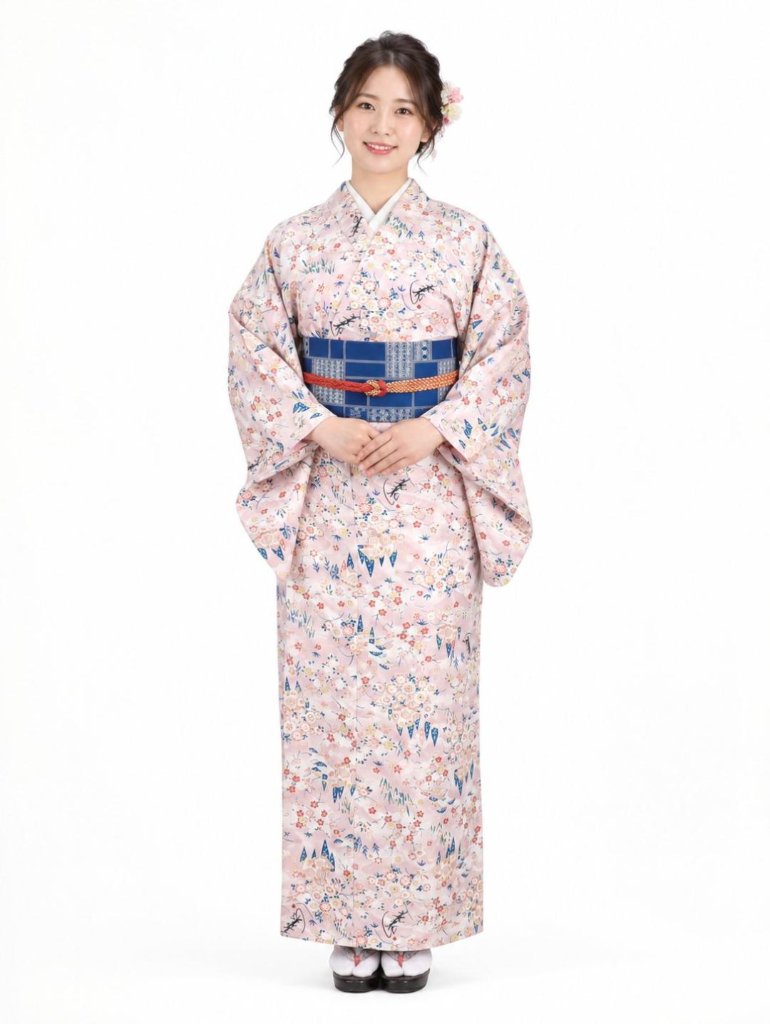 衿つき着物(リボン帯付き) [恋町 桃] ※着物単品 ¥23,100の画像