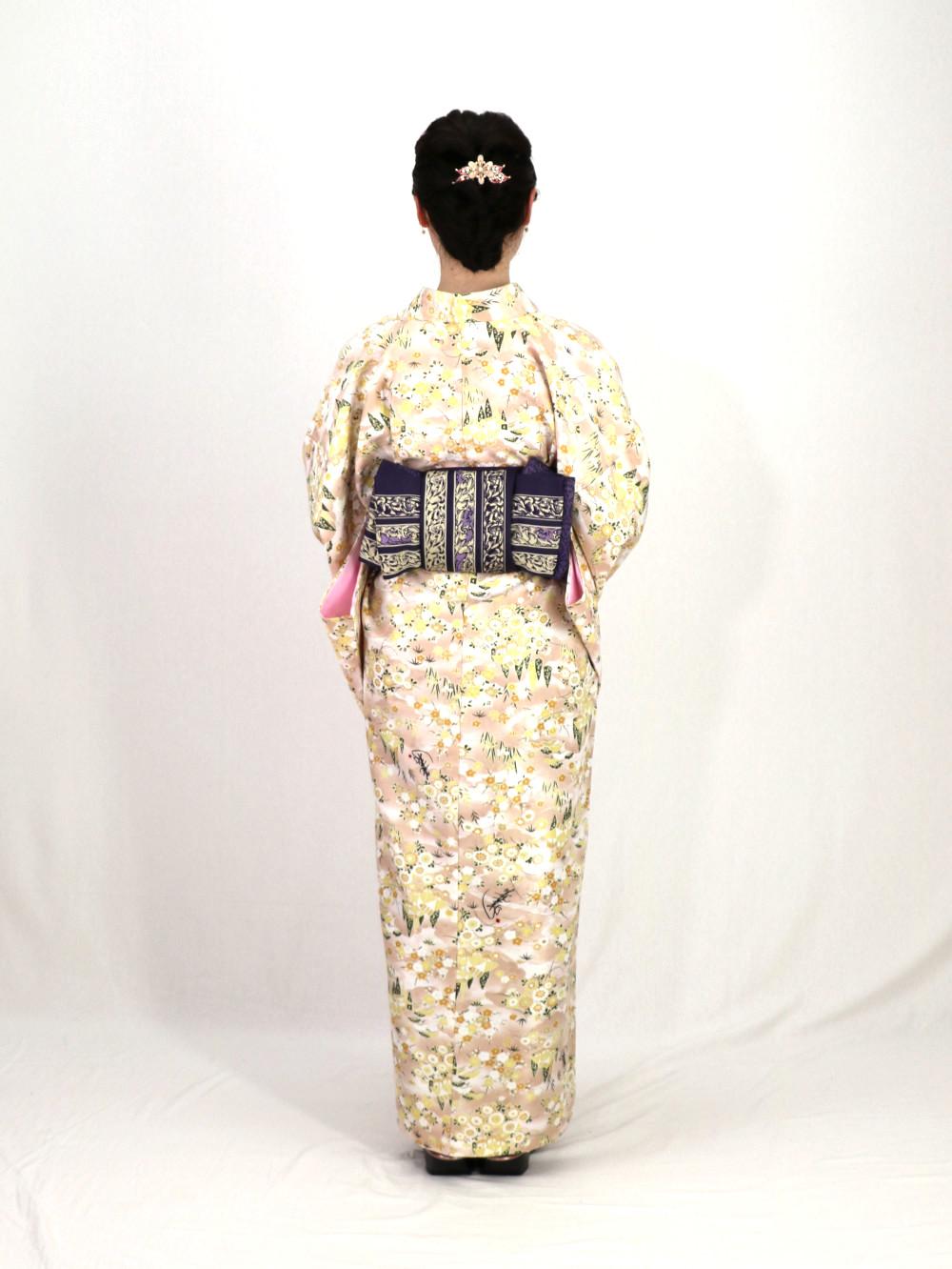 衿つき着物(リボン帯付き) [恋町 ベージュ] ※着物単品 ¥12,000画像