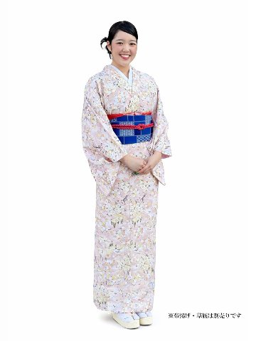 衿つき着物(リボン帯付き) [恋町 ベージュ] ※着物単品 ¥23,100の画像