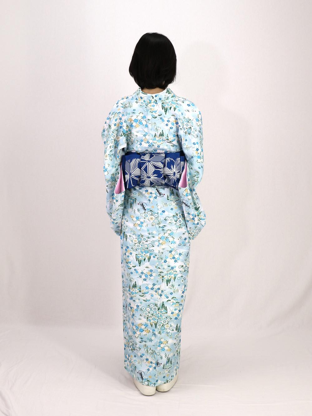 衿つき着物(リボン帯付き) [恋町 青] ※着物単品 ¥12,000画像