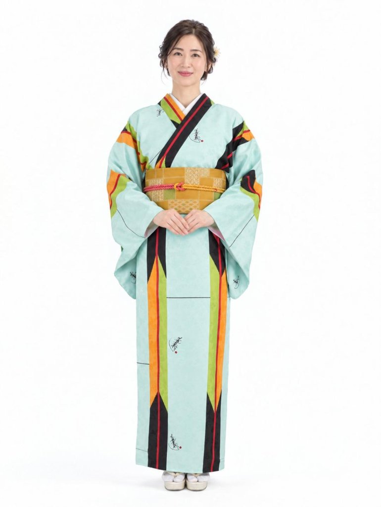 衿つき着物(リボン帯付き) [はま矢 水色] ※着物単品 ¥23,100の画像