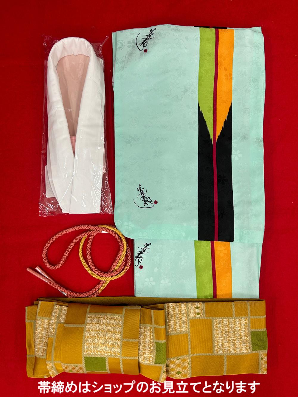衿つき着物(リボン帯付き) [はま矢 水色] ※着物単品 ¥12,000画像