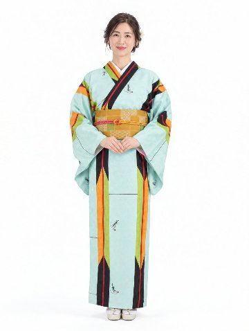 衿つき着物(リボン帯付き) [はま矢 水色] ※着物単品 ¥23,100の画像