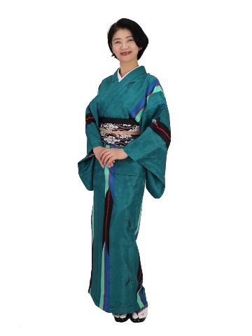 衿つき着物(リボン帯付き) [はま矢 緑] ※着物単品 ¥12,000画像