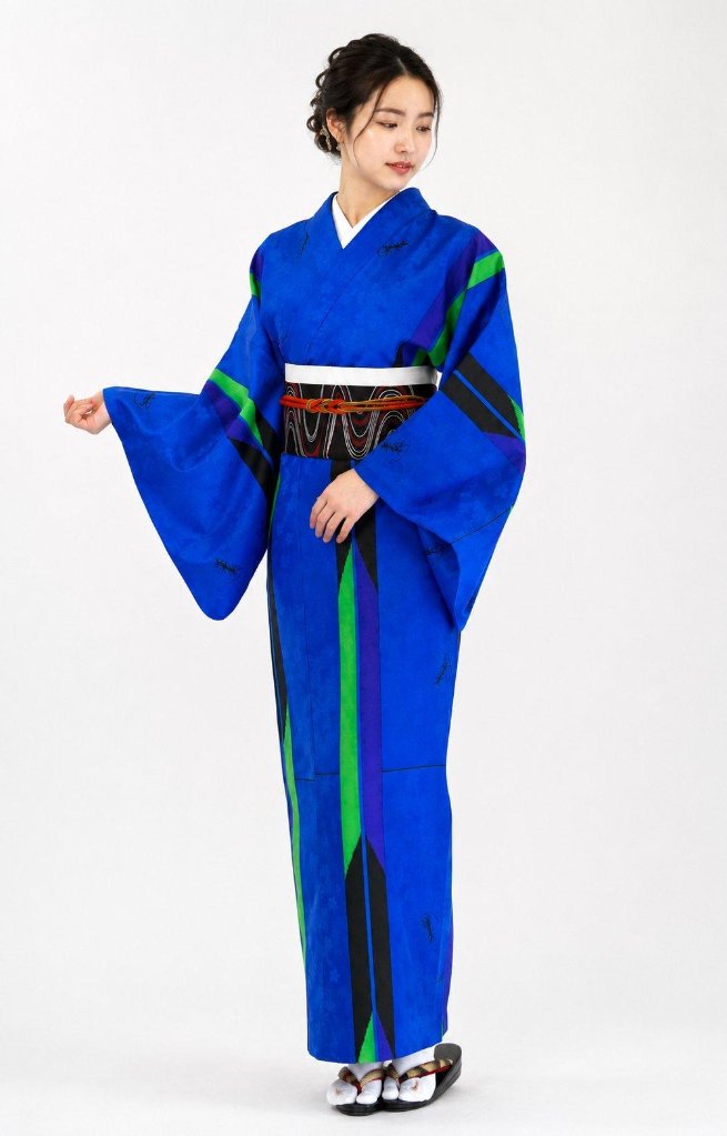 衿つき着物(リボン帯付き) [はま矢 青] ※着物単品 ¥23,100の画像