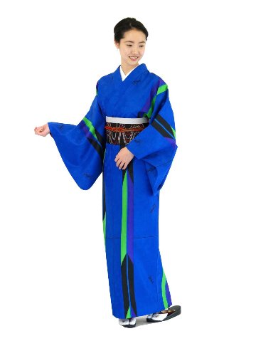 衿つき着物(リボン帯付き) [はま矢 青] ※着物単品 ¥12,000画像