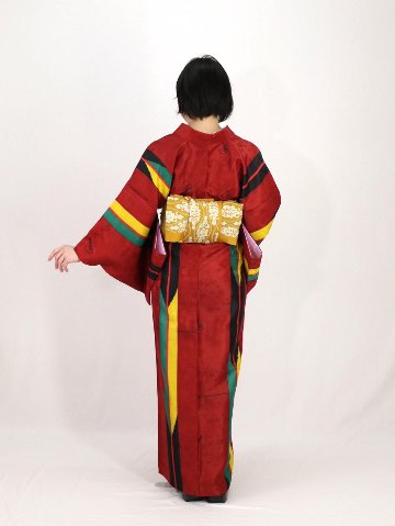 衿つき着物(リボン帯付き) [はま矢 エンジ] ※着物単品 ¥23,100画像