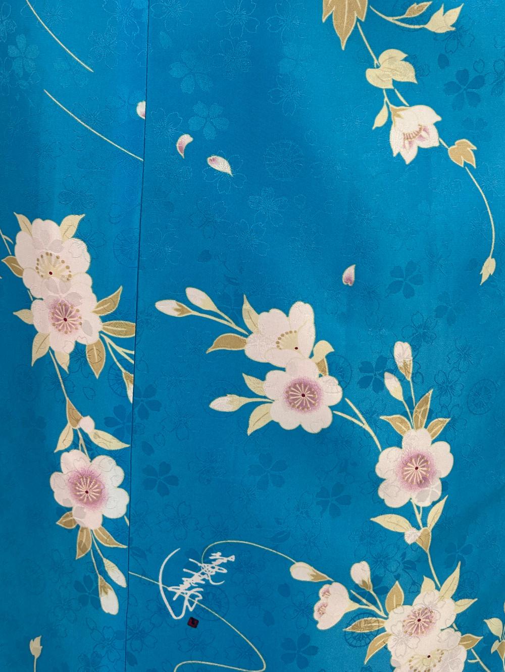 衿つき着物(リボン帯付き) [凛 青] ※着物単品 ¥12,000画像