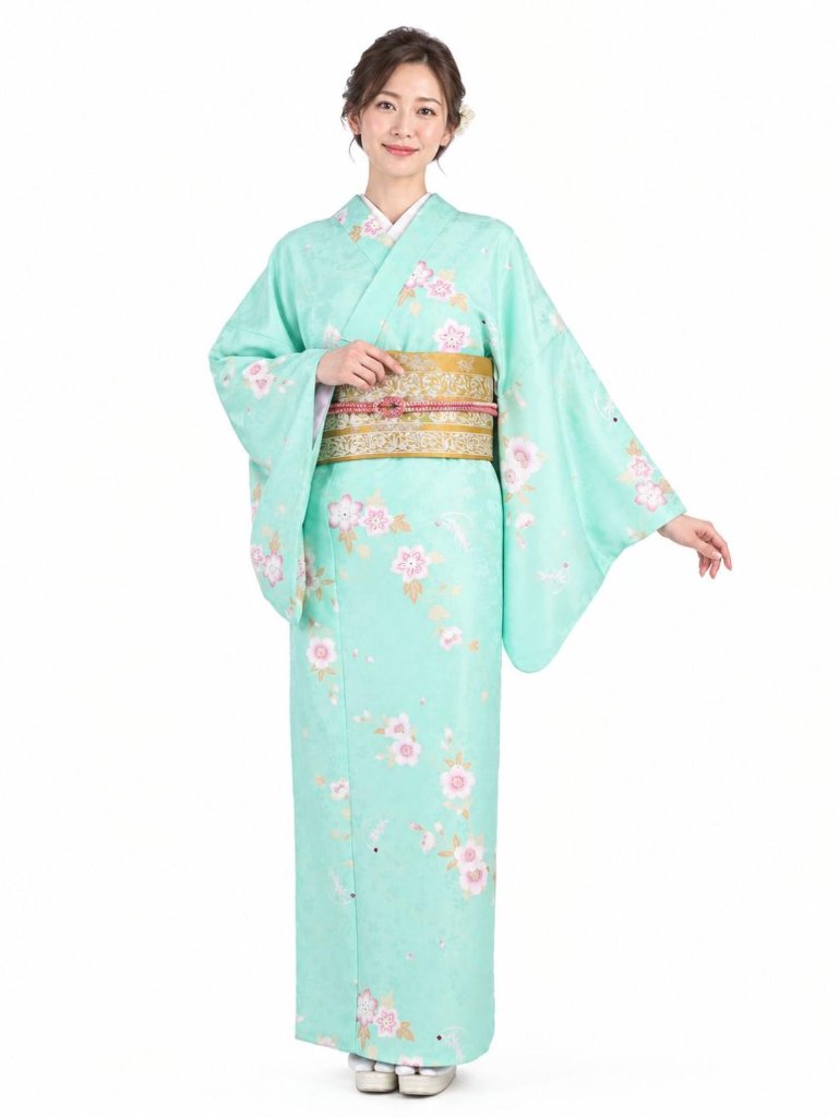 衿つき着物(リボン帯付き) [凛 薄緑] ※着物単品 ¥23,100の画像