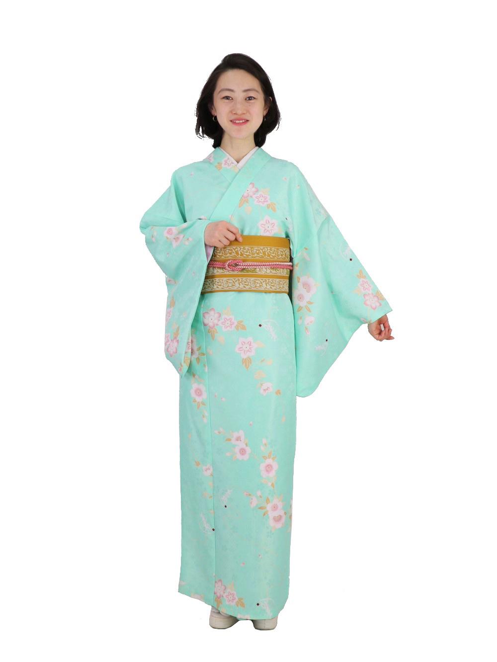 衿つき着物(リボン帯付き) [凛 薄緑] ※着物単品 ¥12,000画像