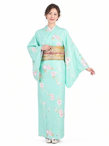 衿つき着物(リボン帯付き) [凛 薄緑] ※着物単品 ¥23,100の画像