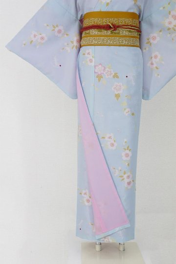 衿つき着物(リボン帯付き) [凛 薄青] ※着物単品 ¥12,000画像