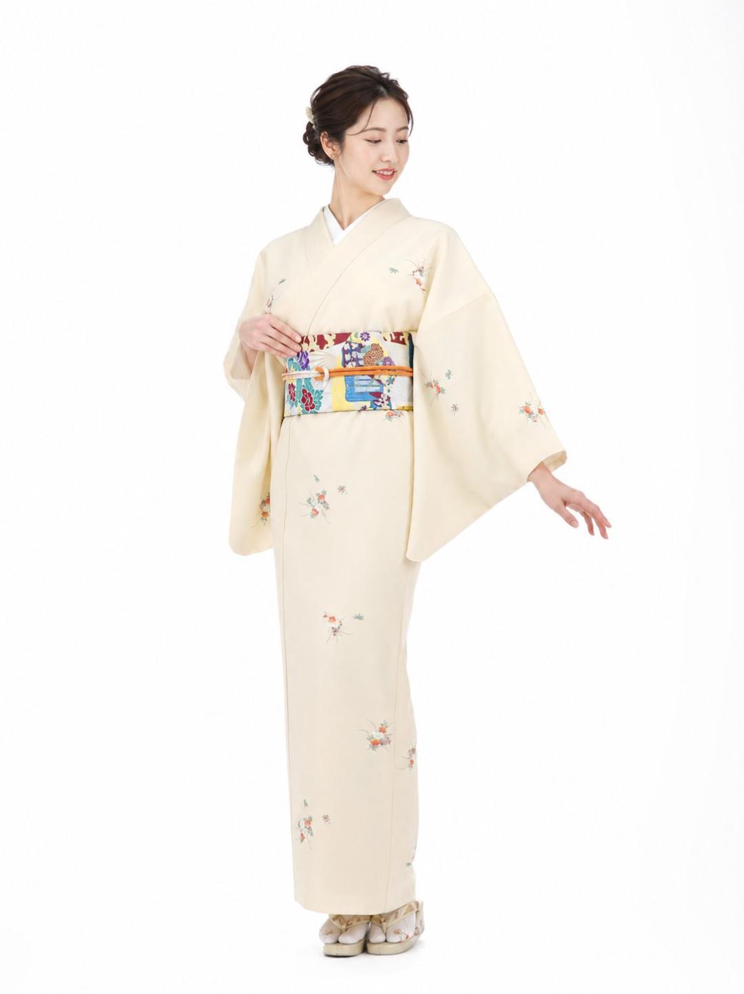衿付き着物(お太鼓帯付)  [ご縁華 薄クリーム 1-B] ※着物単品 23,100円の画像