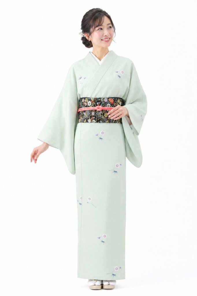 衿付き着物(お太鼓帯付)  [福寿梅 白緑 2-C] ※着物単品 23,100円の画像