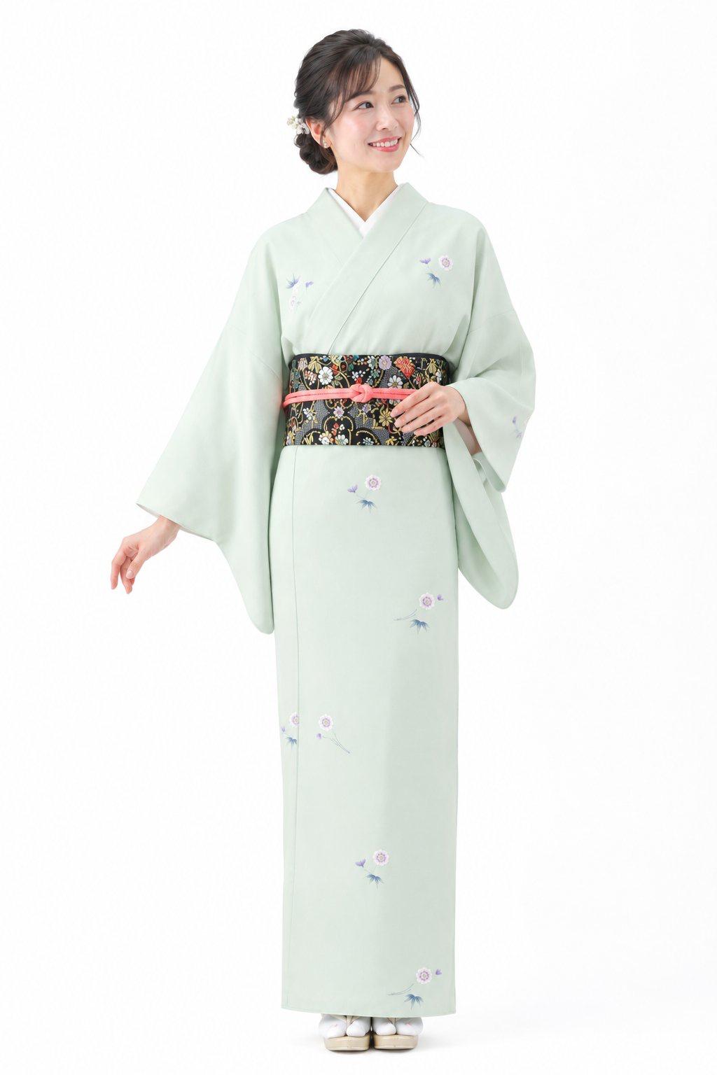 衿付き着物(お太鼓帯付)  [福寿梅 白緑 2-C] ※着物単品 23,100円の画像
