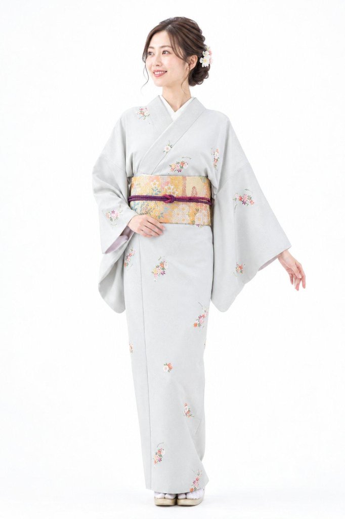 衿付き着物(お太鼓帯付)  [かさね華 藍白 3-A] ※着物単品 23,100円の画像