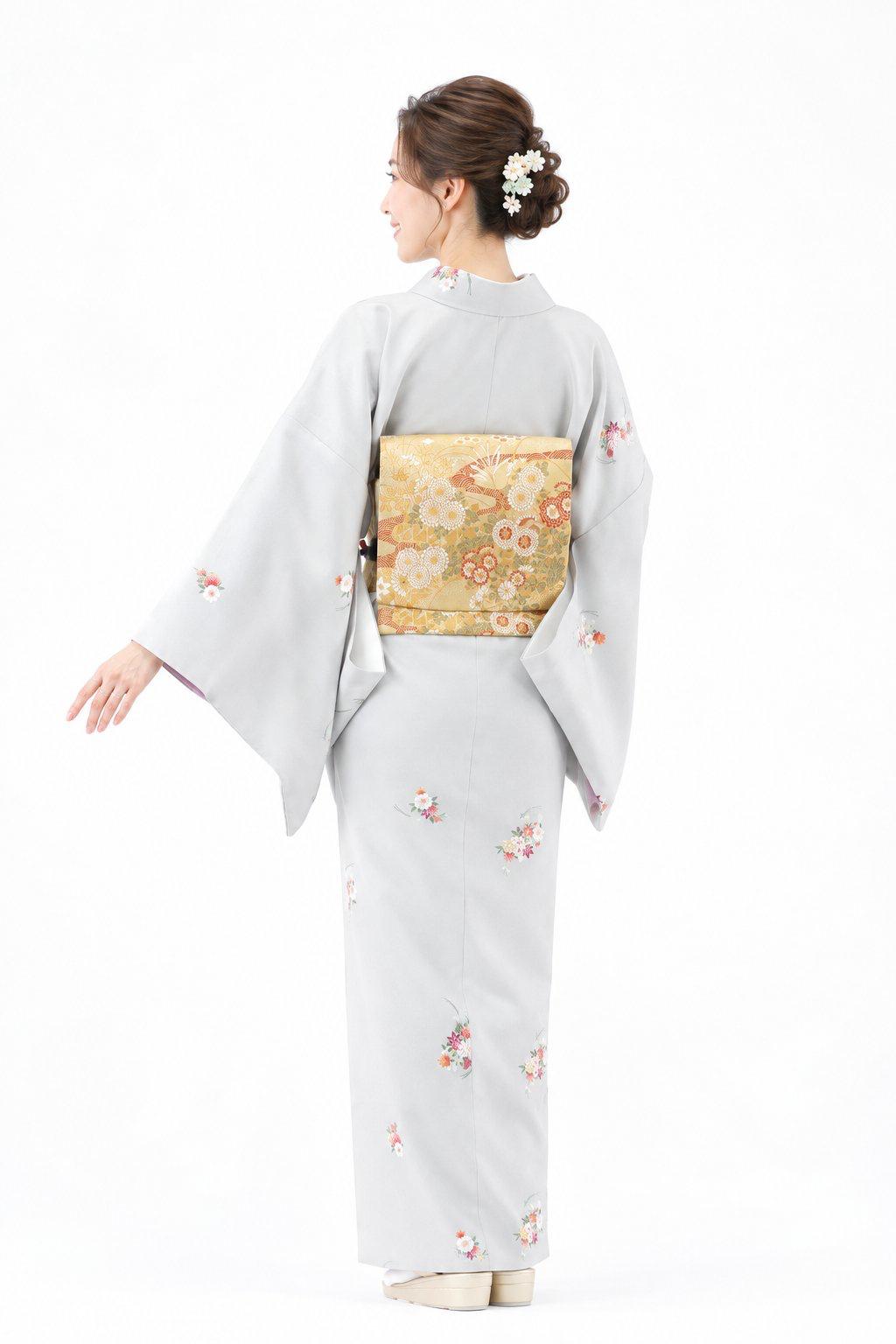 衿付き着物(お太鼓帯付)  [かさね華 藍白 3-A] ※着物単品 23,100円の画像