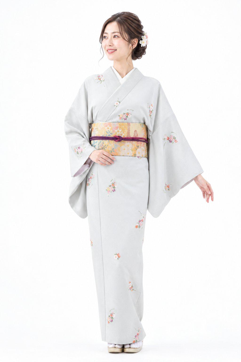 衿付き着物(お太鼓帯付)  [かさね華 藍白 3-A] ※着物単品 23,100円の画像