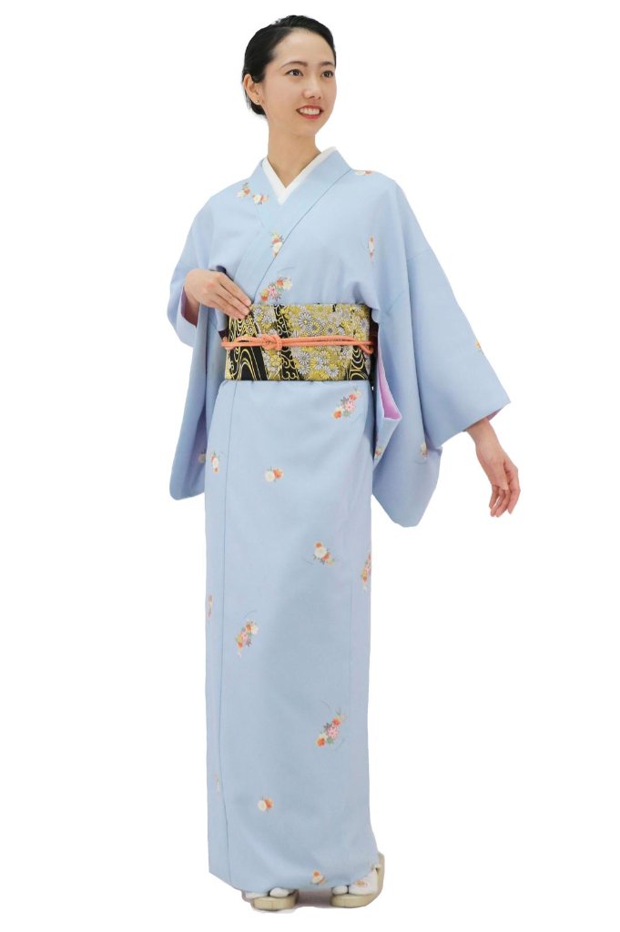 衿付き着物(お太鼓帯付)  [かさね華 水色 3-B] ※着物単品 23,100円の画像