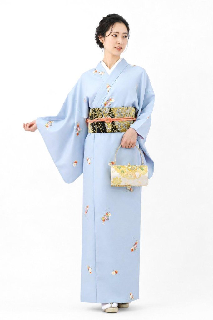 衿付き着物(お太鼓帯付)  [かさね華 水色 3-B] ※着物単品 23,100円の画像