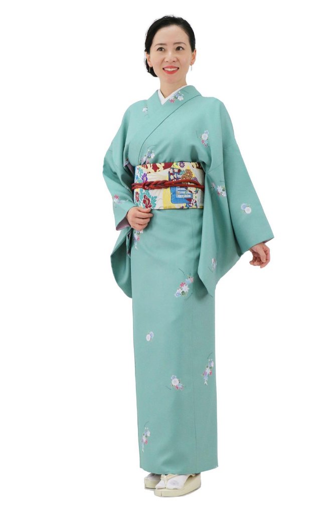 衿付き着物(お太鼓帯付)  [かさね華 青竹 3-D] ※着物単品 23,100円の画像