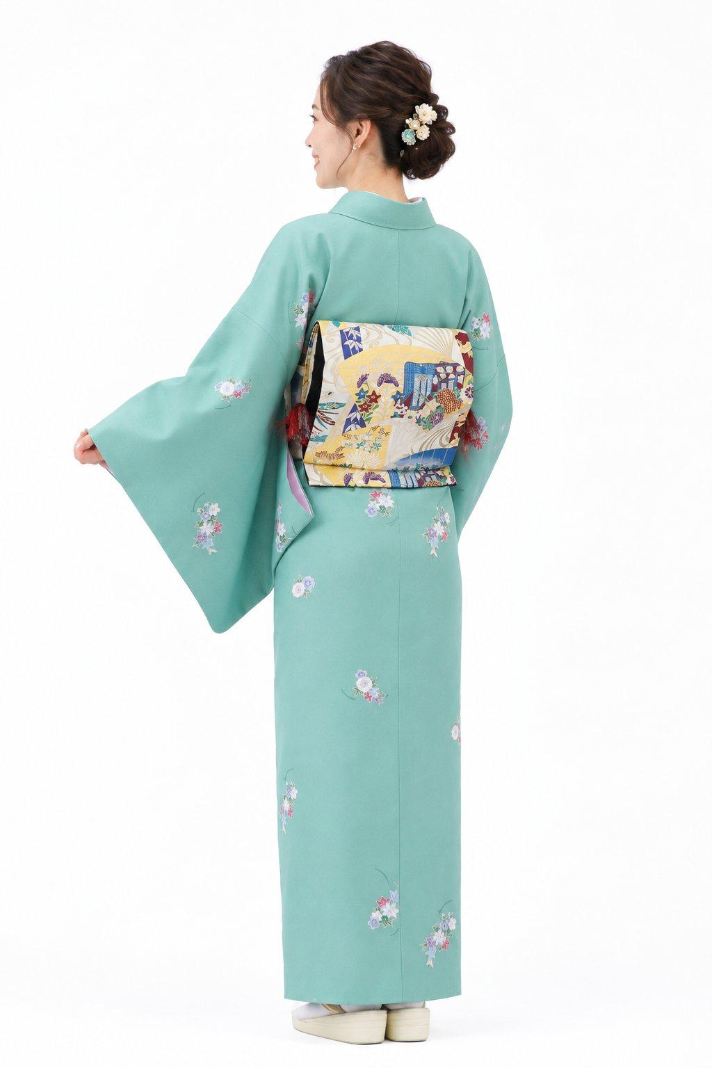 衿付き着物(お太鼓帯付)  [かさね華 青竹 3-D] ※着物単品 23,100円の画像