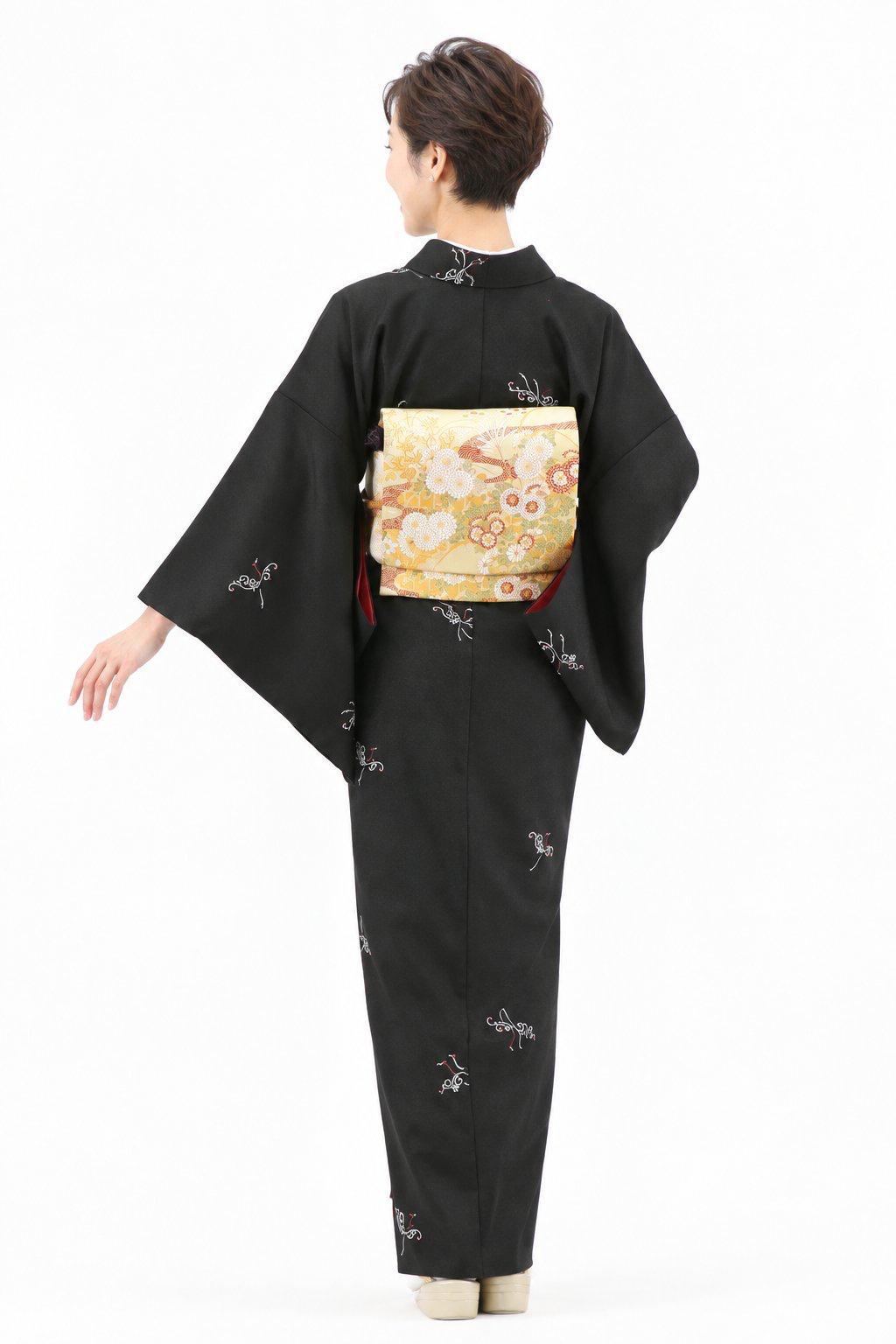 衿付き着物(お太鼓帯付)  [錦舞鶴 黒 4-A] ※着物単品 23,100円の画像