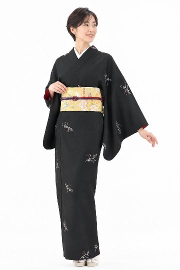 衿付き着物(お太鼓帯付)  [錦舞鶴 黒 4-A] ※着物単品 23,100円の画像