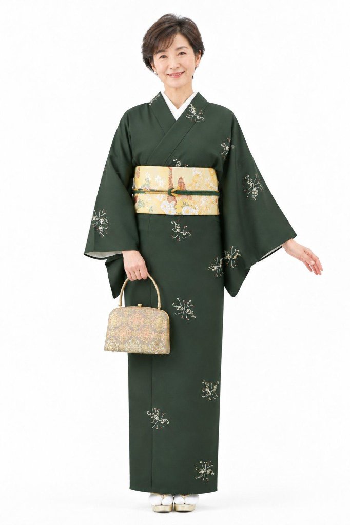衿付き着物(お太鼓帯付)  [錦舞鶴 渋い深緑 4-B] ※着物単品 23,100円の画像