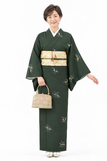 衿付き着物(お太鼓帯付)  [錦舞鶴 渋い深緑 4-B] ※着物単品 23,100円の画像