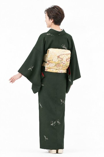 衿付き着物(お太鼓帯付)  [錦舞鶴 渋い深緑 4-B] ※着物単品 23,100円の画像