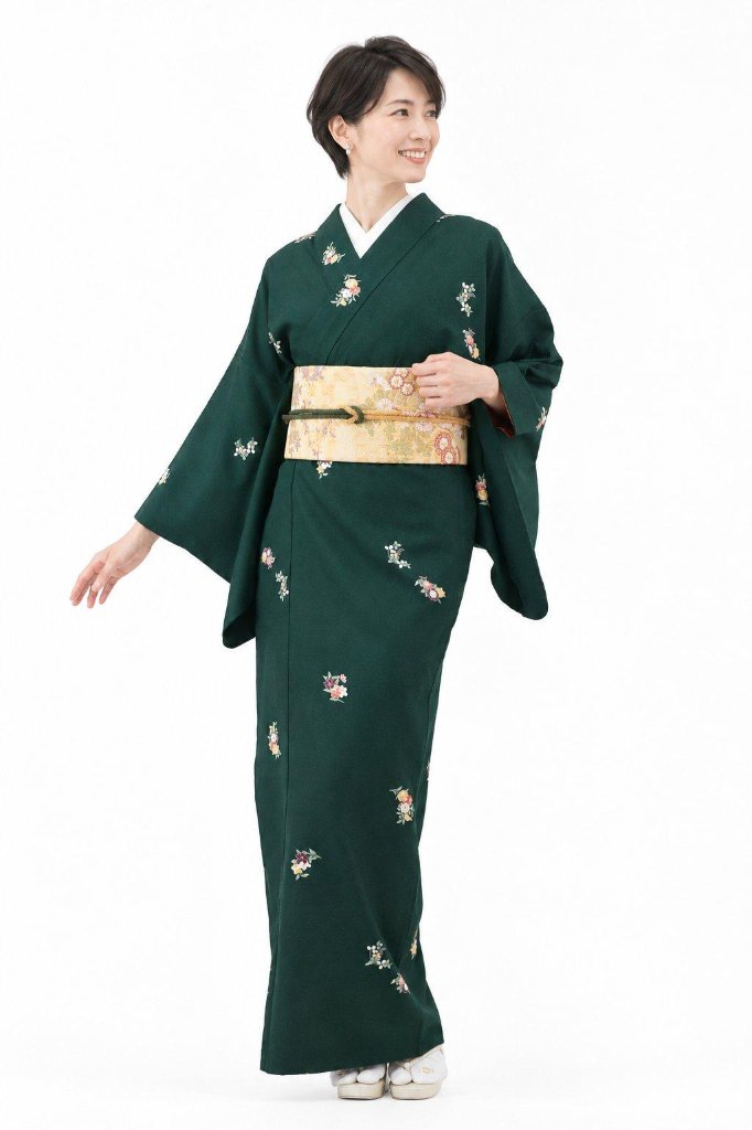 衿付き着物(お太鼓帯付)  [華五彩 ちとせみどり 5-A] ※着物単品 23,100円の画像
