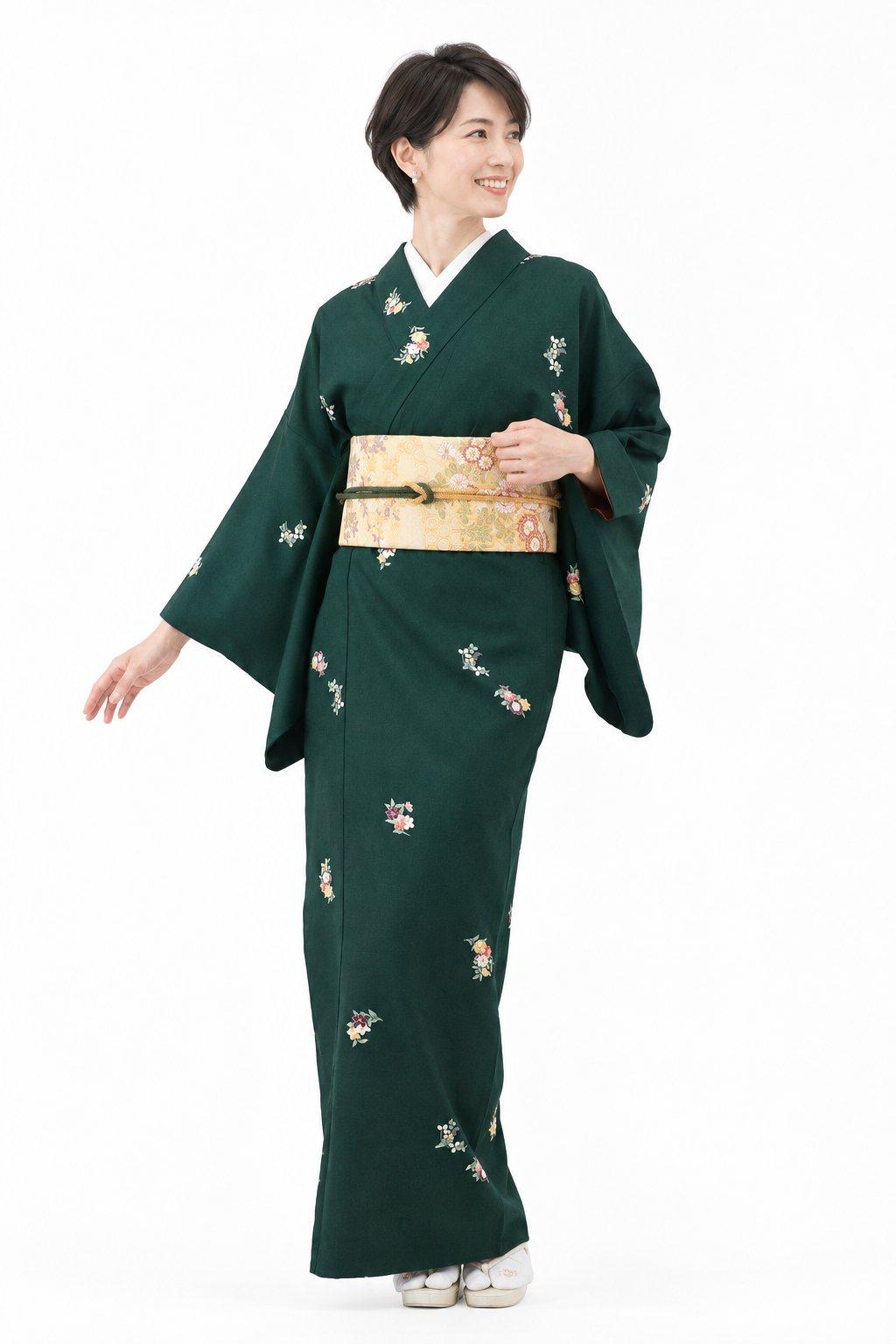 衿付き着物(お太鼓帯付)  [華五彩 ちとせみどり 5-A] ※着物単品 23,100円の画像