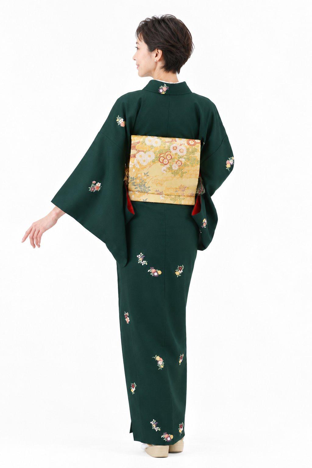 衿付き着物(お太鼓帯付)  [華五彩 ちとせみどり 5-A] ※着物単品 23,100円の画像