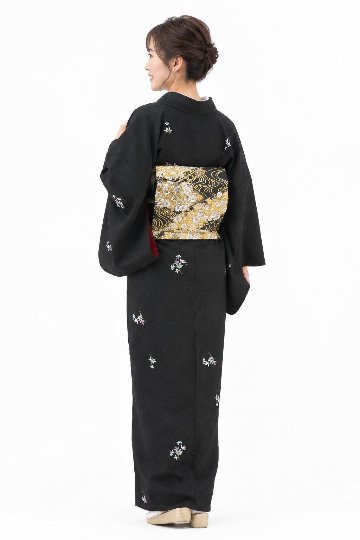衿付き着物(お太鼓帯付)  [お多福南天 黒 6-B] ※着物単品 23,100円の画像