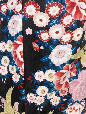 衿つき着物(リボン帯付き) [花らんまん 黒] ※着物単品 ¥12,000画像