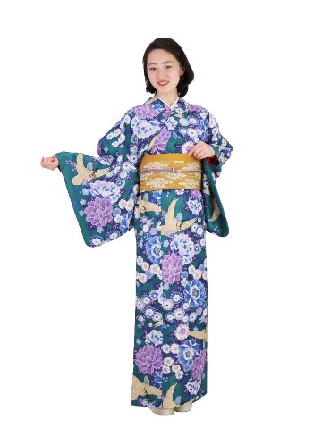 衿つき着物(リボン帯付き) [花らんまん 青緑] ※着物単品 ¥23,100画像