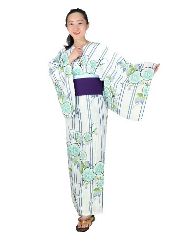 帯が選べる! (衿なし) 浴衣〈朝顔/緑〉　※浴衣単品 ¥13,200の画像