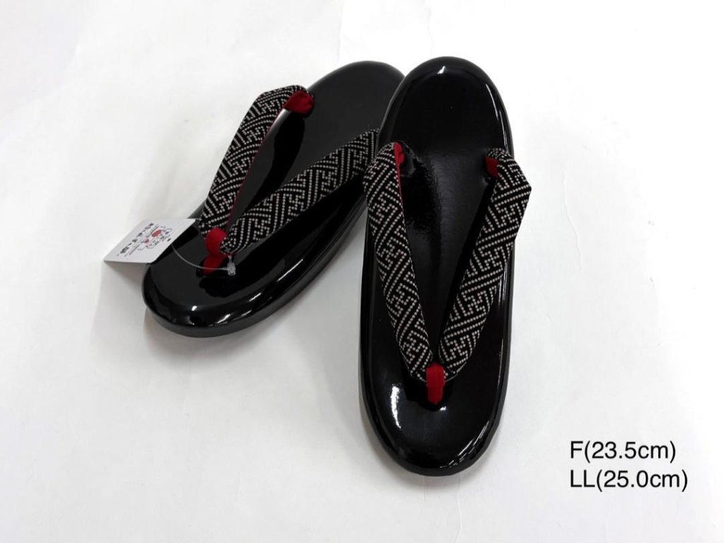  オリジナル印伝鼻緒草履 黒  (F/LL)の画像