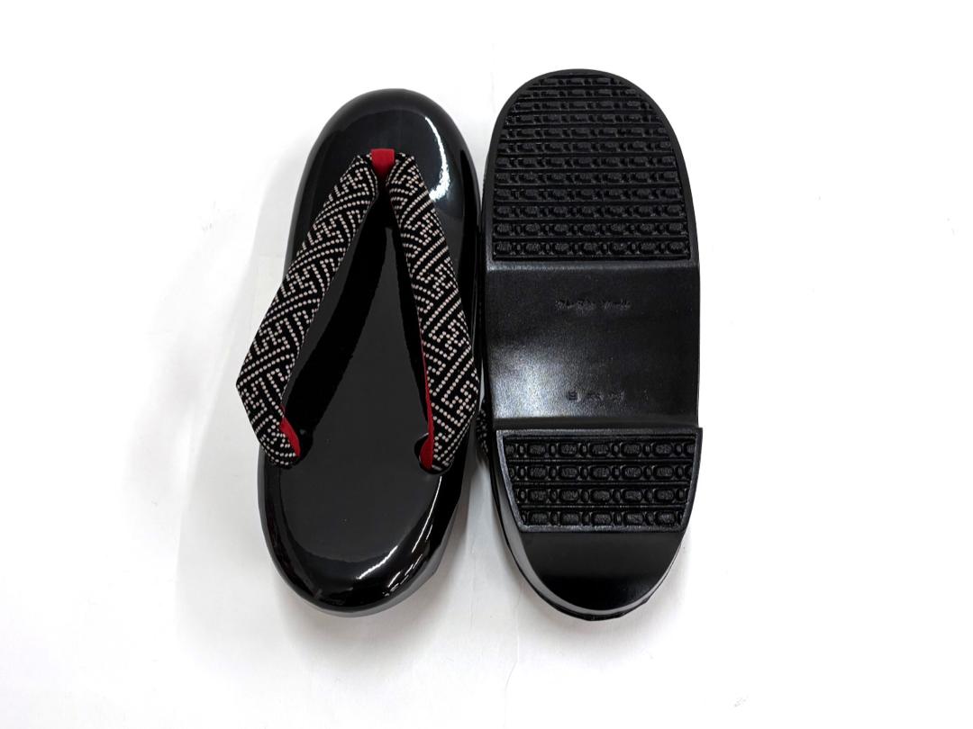  オリジナル印伝鼻緒草履 黒  (F/LL)の画像