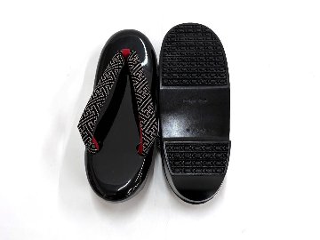  オリジナル印伝鼻緒草履 黒  (F/LL)の画像