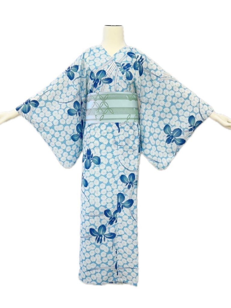  SSサイズ 高級浴衣/浴衣単品（衿なし） [かきつばた]の画像