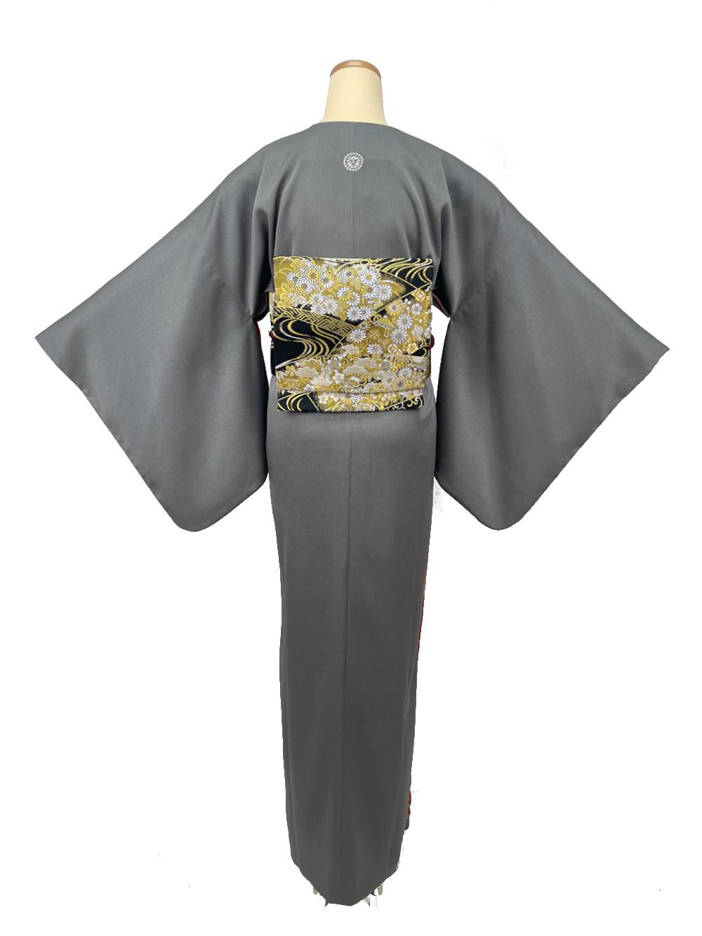 【日本製】最高級色無地着物 衿なし ぎんねず色 [315]の画像