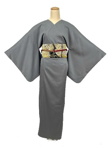 【日本製】最高級色無地着物 衿なし ぎんねず色 [315]の画像