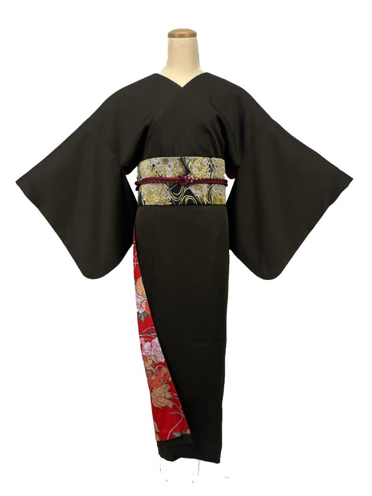 SK-094 色無地 広衿 袷 正絹 一つ紋 地紋有り 美品 高級 SK-094 色無地 広衿 袷 正絹 一つ紋 地紋有り 美品 高級