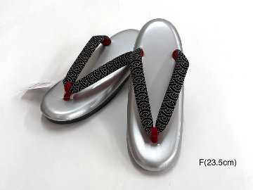  オリジナル印伝鼻緒草履 シルバー  Fサイズの画像