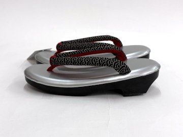  オリジナル印伝鼻緒草履 シルバー  Fサイズの画像